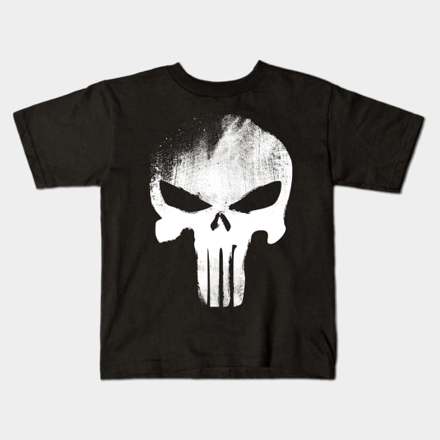 White Skull Kids T-Shirt by DumDesign